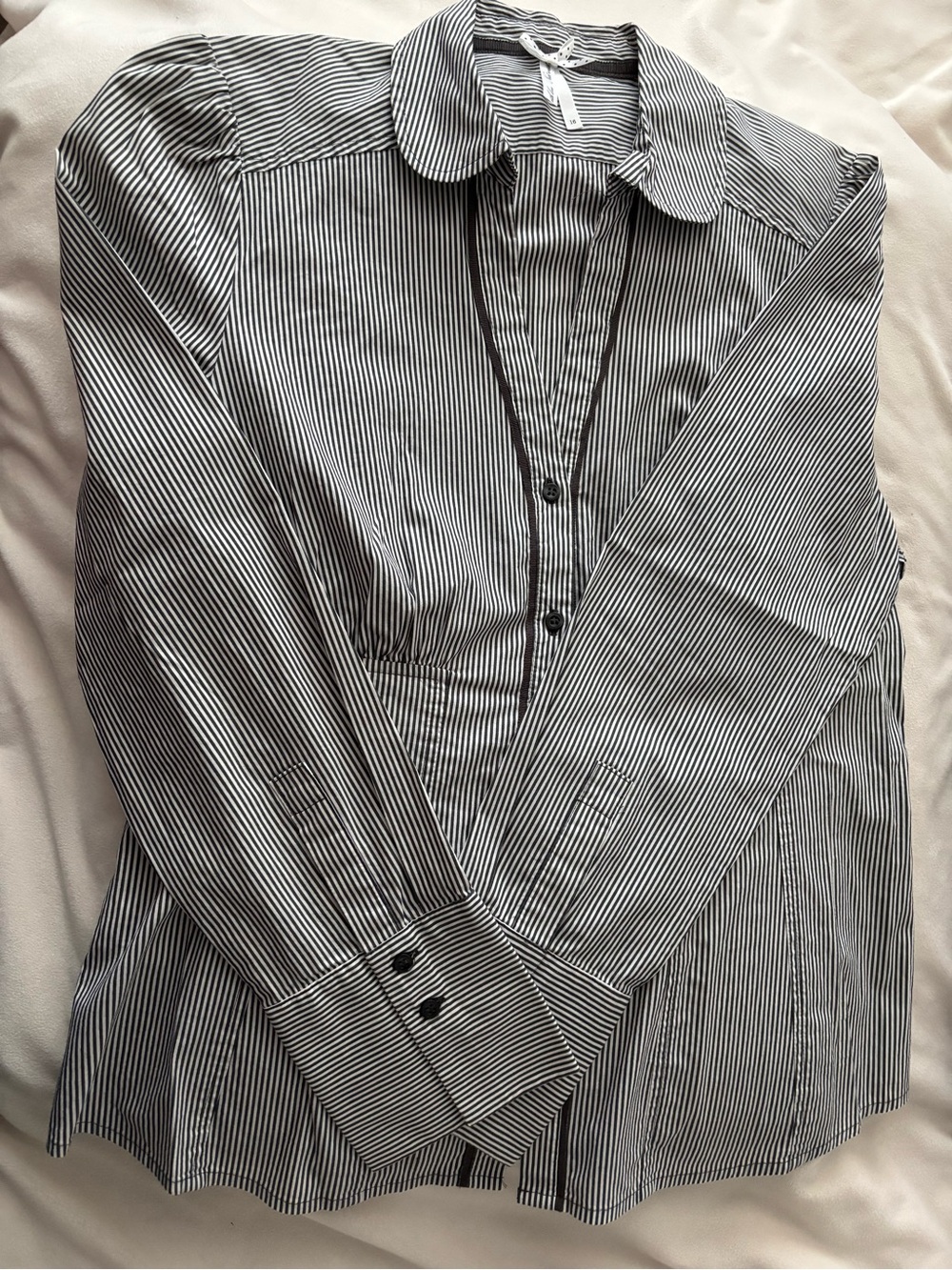 next Black and White Pinstripe Women's Button-Up Blouse